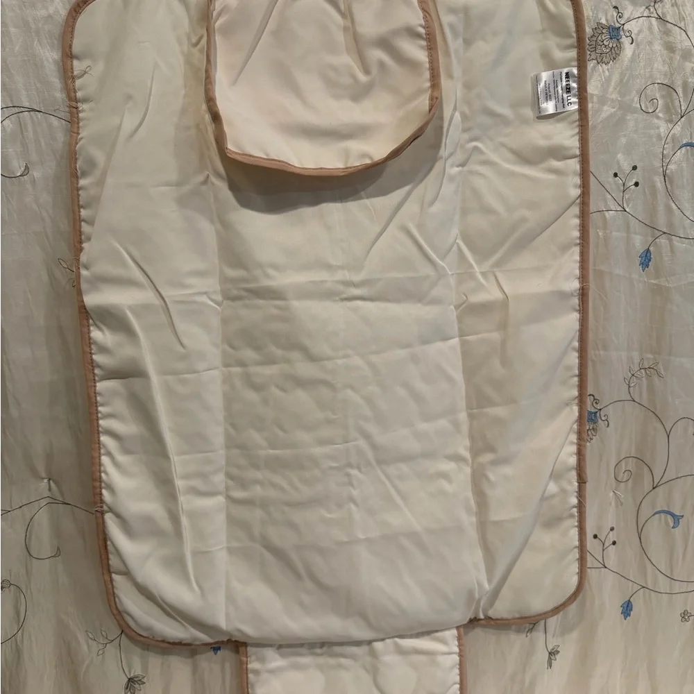 Neutral Cream Quilted Diaper Clutch with Brown Trim and Bear Accent